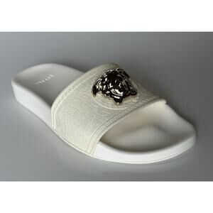 NIB $425 Versace Medusa Head Slides Sandals White 8.5 US (38.5 Eu) DSR262CN IT